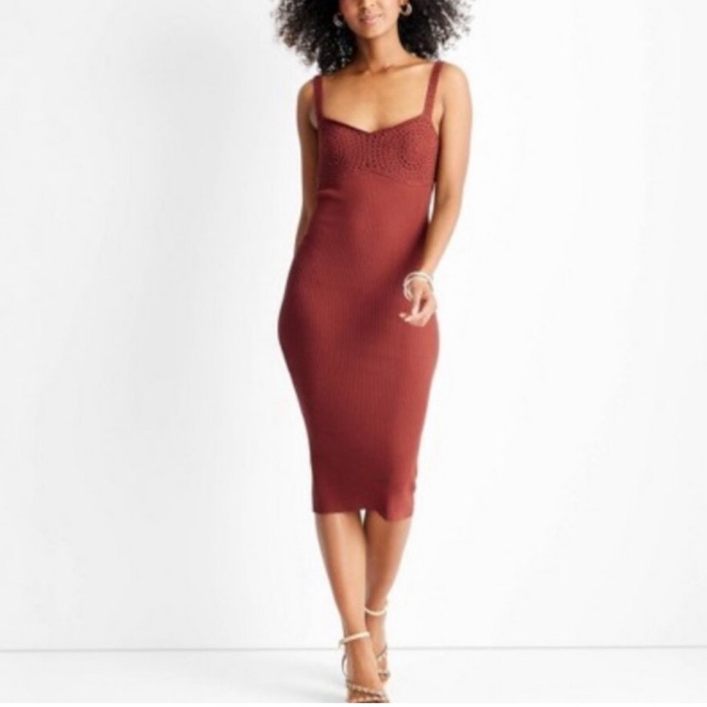 Women's Future Collective w/Jenny Brown Sweetheart Stitch Midi Dress Size L NWT